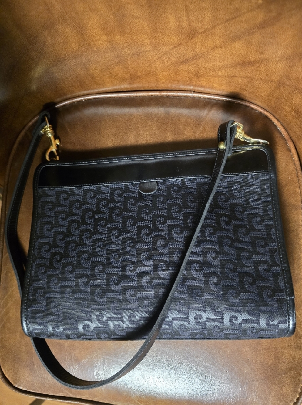 Pierre Cardin Monogram Pattern Black Crossbody Shoulder Bag